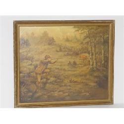 OIL ON CANVAS TITLED "FOX HUNT" SIGNED ANTON HEIDRICH (20" X 24")