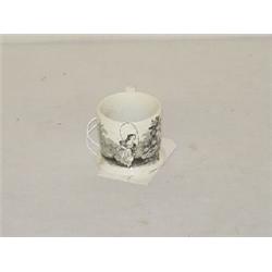 SMALL BLACK TRANSFER STAFFORDSHIRE CHILDS MUG W/ GIRL JUMPING ROPE