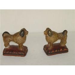 PR. 4 1/2" PAINT DECORATED CHALKWARE POODLES