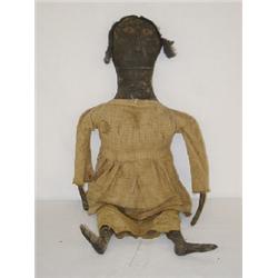 PRIMITIVE CLOTH BODY BLACK CHARACTER DOLL W/ BUTTON EYES