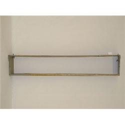 EARLY 74" DOVETAILED PAINTED PINE WALL SHELF W/ SHAPED END