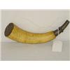 Image 1 : 19TH CENT. POWDER HORN W/ SCRIMSHAW DECORATION OF A SAILING SHIP