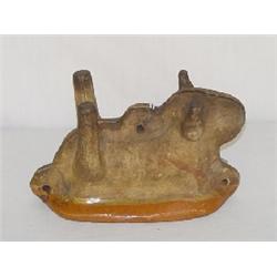 SMALL EARLY 2 PART REDWARE LAMB FOOD MOLD