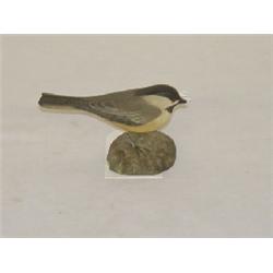 WOODEN CARVED & PAINTED CHICKADEE BY JESS BLACKSTONE, #683