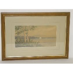 20TH CENT. WATERCOLOR MOUNTAIN LAKE SCENE SIGNED C. MARION CLARK (7" X 12 1/2")