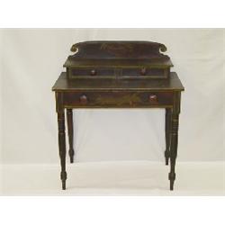 19TH CENT. NEW ENGLAND GRAIN PAINTED & STENCILED DECK TOP DRESSING TABLE (PROBABLY ME)
