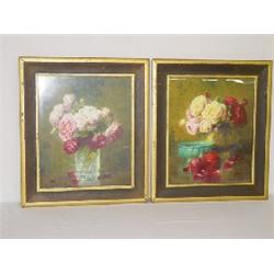 PR. LATE 19TH CENT. WATERCOLORS - STILL LIFE OF ROSES SIGNED ROSENSTOCK (18" X 15")