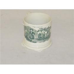 STAFFORDSHIRE GREEN TRANSFERWARE CHILDS MUG - THE ORCHARD