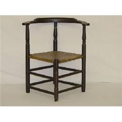 EARLY PAINT DECORATED NEW ENGLAND CORNER CHAIR W/ OLD SPLINT SEAT (PROBABLY ME)