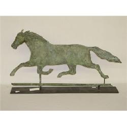 28 1/2" 19TH CENT. COPPER & ZINC ETHAN ALLEN RUNNING HORSE WEATHERVANE STAMPED HARRIS & CO. (GREAT P
