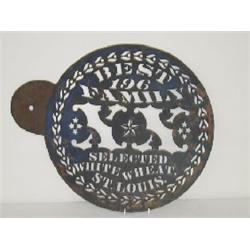 19TH CENT. BARREL STENCIL "BEST FAMILY SELECTED WHITE WHEAT ST. LOUIS" - G.W. WILLIAM MAKER W/ OLD B