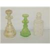 Image 1 : LOT (3) EARLY COLOGNE BOTTLES, (1) BRISTOL DECORATED, (1) OPALESCENT SANDWICH & (1) FROSTED GREEN (N