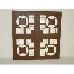 LATE 19TH-EARLY 20TH CENT. FOLDING PAINTED PARCHESSI BOARD