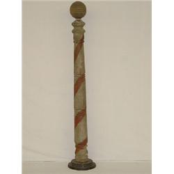 19TH CENT. PAINT DECORATED BARBER'S POLE TRADE SIGN