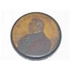 Image 1 : 3 3/8" PAPIER MACHE SNUFF BOX W/ PORTRAIT OF ZACK TAYLOR, PRESIDENT OF THE UNITED STATES