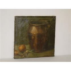 LATE 19TH CENT. OIL ON CANVAS STILL LIFE SIGNED WILLIAM MERRITT CHASE UNFRAMED (19" X 19")