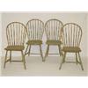 Image 1 : SET (4) NEW ENGLAND PAINTED 7 SPINDLE BOWBACK WINDORS IN OLD GREEN SIGNED L.F. LISCOM (ME)