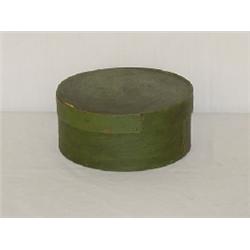 6 1/4" PAINTED ROUND PANTRY BOX W/ OLDER GREEN PAINT