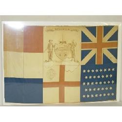 UNUSUAL FLAG/PENNANT 1686-1886 BICENTENNIAL - ASSIDUITY W/ BRITISH & 38 STAR AMERICAN FLAG & CENTER 