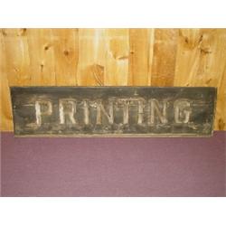 19TH CENT. RAISED LETTER TRADE SIGN - "PRINTING" (24" X 96")
