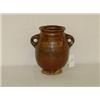 Image 1 : EARLY MOTTLED DOUBLE HANDLED REDWARE JAR W/ TOOLED DECORATION