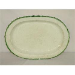 17 1/2" GREEN LEEDS FEATHER EDGE PLATTER