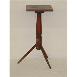 NEW ENGLAND PILGRIM PERIOD PAINTED CANDLESTAND IN OLD RED