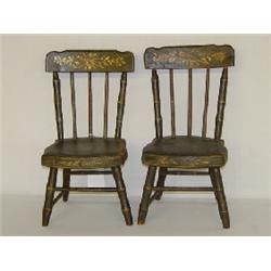 PR. 19TH CENT. PAINT DECORATED CHILDS DOLL WINDSOR CHAIRS