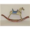 Image 1 : 19TH CENT. DAPPLE PAINTED WOODEN CHILDS ROCKING HORSE ON SCENIC PAINTED BASE