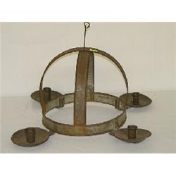 EARLY TIN CROWN CHANDELIER SIGNED C. WILSON