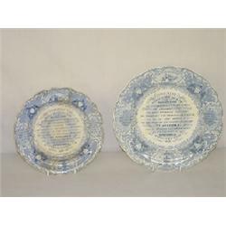 (2) CONGRESS BLUE STAFFORDSHIRE PLATES - (1) 8" & (1) 9 1/2"