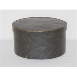 12" BANDED OVAL PANTRY BOX W/ BLACK & GRAY PAINTED DECORATION