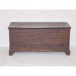 19TH CENT. DOVETAILED & GRAIN PAINTED 2 DRAWER BLANKET CHEST W/ BRACKET FEET