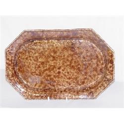 13 1/2" MOTTLED BROWN OCTAGONAL WHEILDON PLATTER