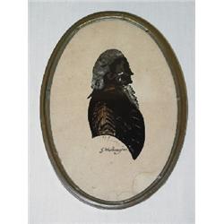 EARLY SILHOUETTE REVERSE ON GLASS OF GEORGE WASHINGTON SIGNED & DATED 1794