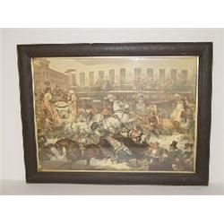 COLORED LITHO SLEIGHING IN NY BY THOMAS BENECKE, PUBLISHED BY EMIL SEITZ (21 1/4" X 29 1/4" SIGHT SI