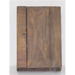 19TH CENT. NEW ENGLAND PAINT DECORATED PINE 1 DOOR HANGING WALL CUPBOARD