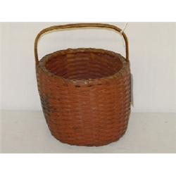 HANDLED SPLINT BASKET W/ RED PAINT