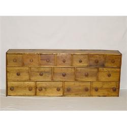 19TH CENT. 16 DRAWER PINE APOTHECARY CHEST W/ NATURAL FINISH