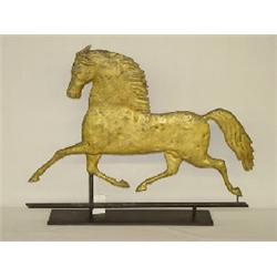 19TH CENT. 26" GILDED COPPER HARRIS BLACK HAWK RUNNING HORSE WEATHERVANE