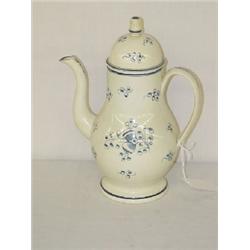 11" DECORATED SOFT PASTE CREAMWARE DOME TOP TEAPOT W/ FLORAL DECOR