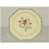 Image 1 : 8 3/4" DECORATED CREAMWARE PLATE W/ GREEN TRIM & FLORAL CENTER