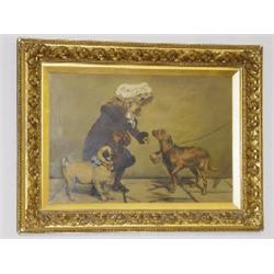 OIL ON CANVAS YOUNG GIRL W/ DOG SIGNED H. CUMMINS (17 1/2" X 25 1/2")