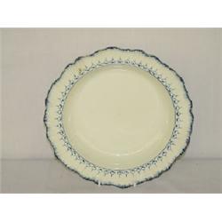 9 1/2" DECORATED FEATHER EDGE CREAMWARE SOUP BOWL