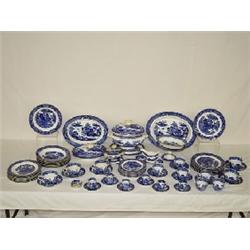 78 PC. PARTIAL DINNER SET BLUE WILLOW PATTERN MARKED COPELAND CIRCA 1851-1885, TO INCLUDE TUREENS, P