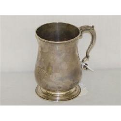 4 7/8" EARLY ENGLISH SILVER TANKARD (CAN) SAM WOOD LONDON 1746-7