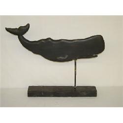 24" CARVED & PAINTED WOODEN WHALE WEATHERVANE