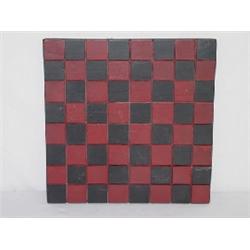 PAINTED GAMEBOARD (12" X 12") RED & BLACK SIGNED WESLEY SULLIVAN