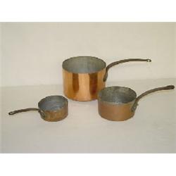 LOT (3) EARLY COPPER & IRON POTS (1 SIGNED Y.P.)