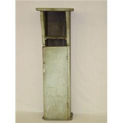 UNUSUAL 19TH CENT. PAINTED SINGLE DOOR WALL CUPBOARD W/ OPEN TOP (72"H X 20"D X 21"W)